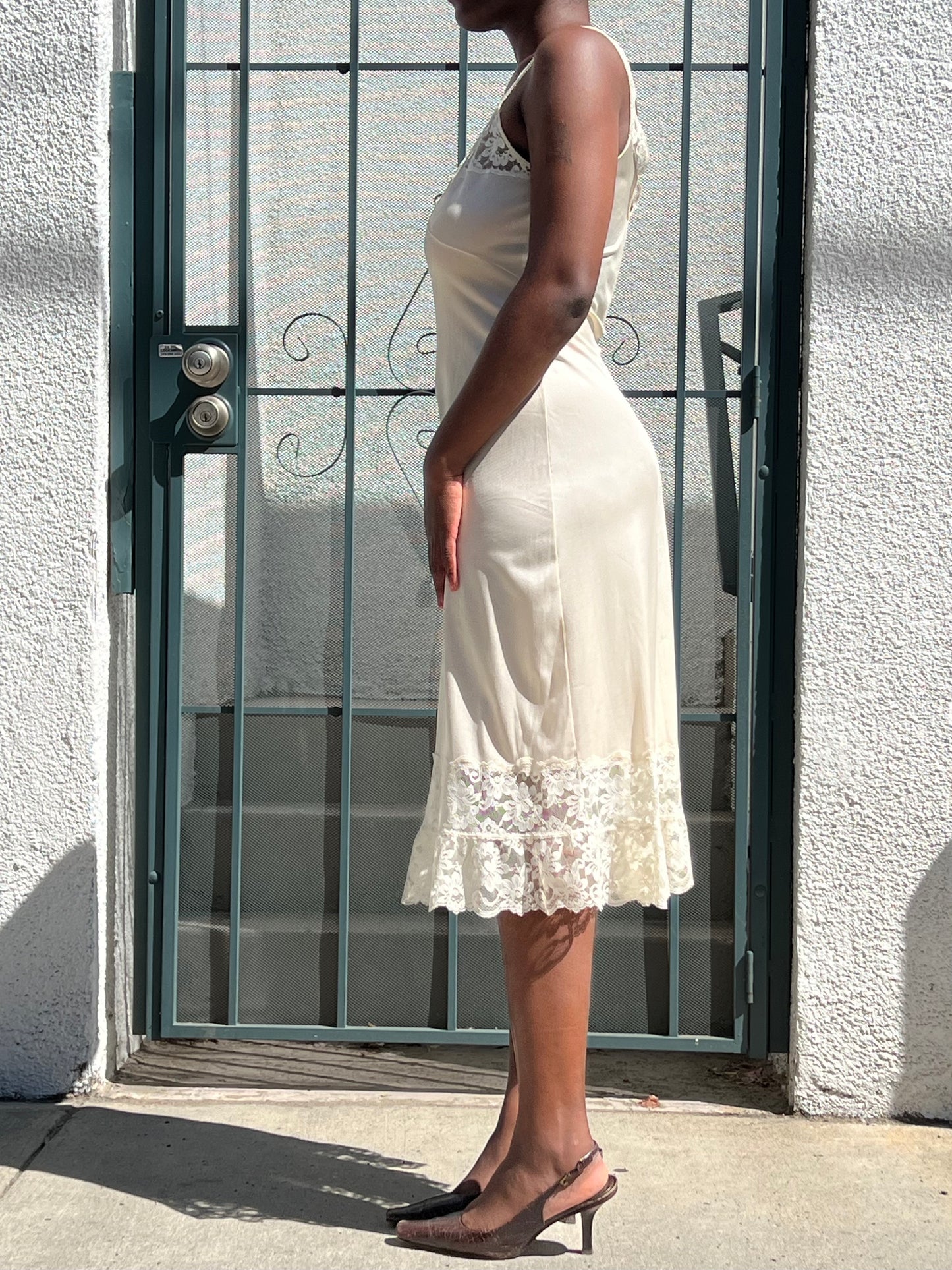 60s Henson Kickernick cream lace slip dress