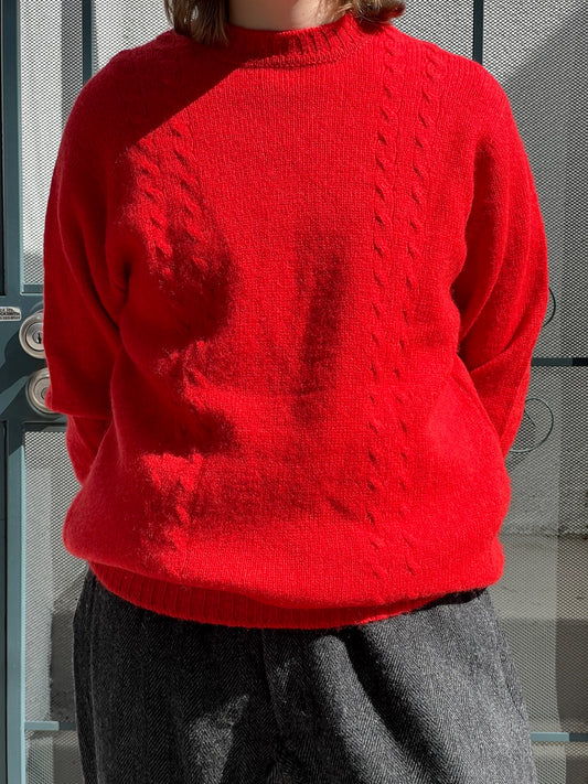70s Murray Bros red cableknit fisherman sweater